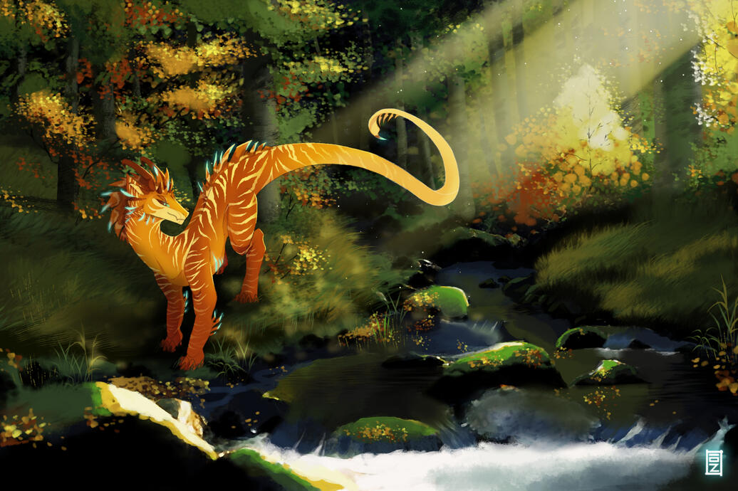 A Morning by the Creek. Art by Azrielyn (me) character belongs to canonkiller